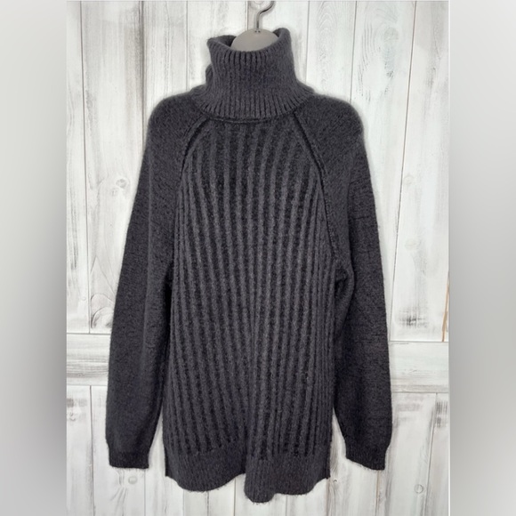 Free People Big City Turtleneck Sweater Oversized Slouchy Chunky Fuzzy Grunge S - Picture 4 of 11